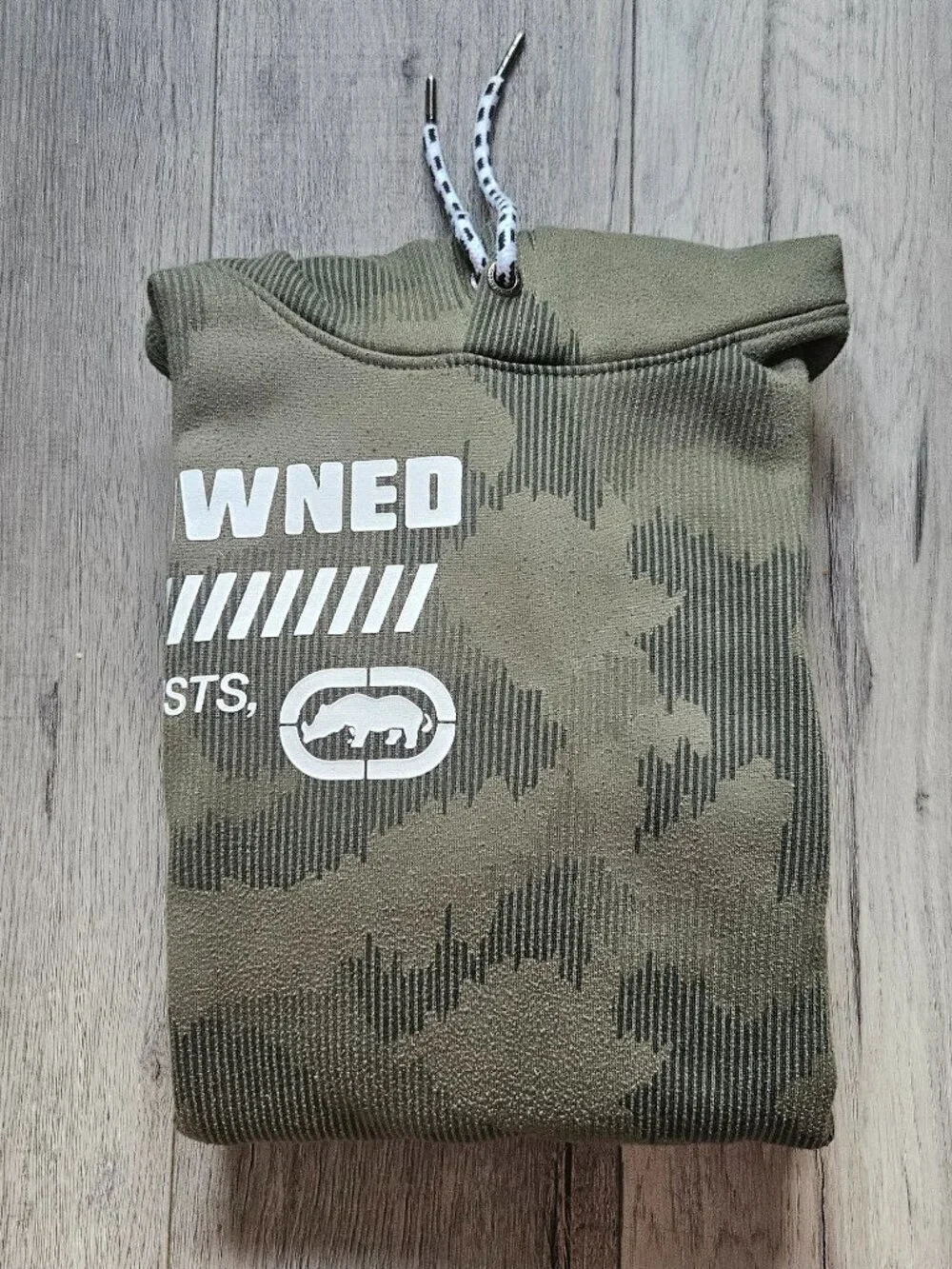 Ecko Unltd Mens XL Camo Hoodie Olive Green Pullover Sweatshirt World Renowned - Picture 9 of 9